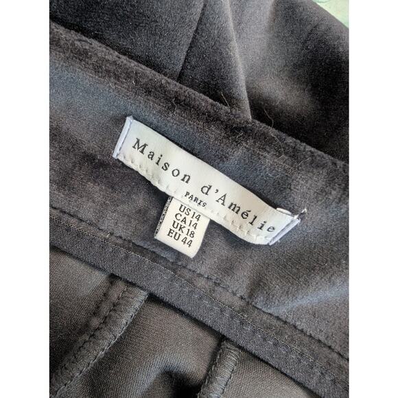 NWOT! MAISON D' AMELIE! LUXE BLACK VELOUR DOUBLE GOLD BUTTON ROWS SLACKS! SZ 14 - Picture 8 of 10